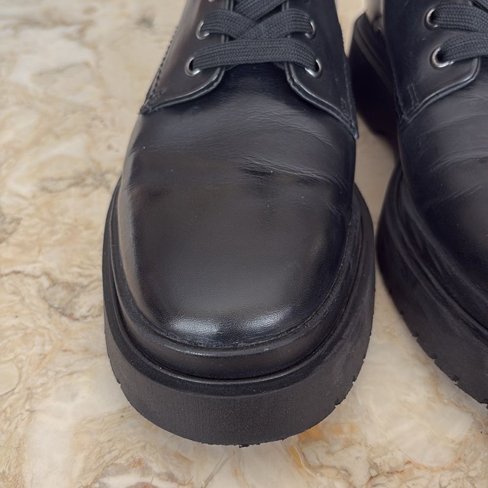 Zara Vegan Leather Chunky Lace Up Boots - Picture 10 of 12